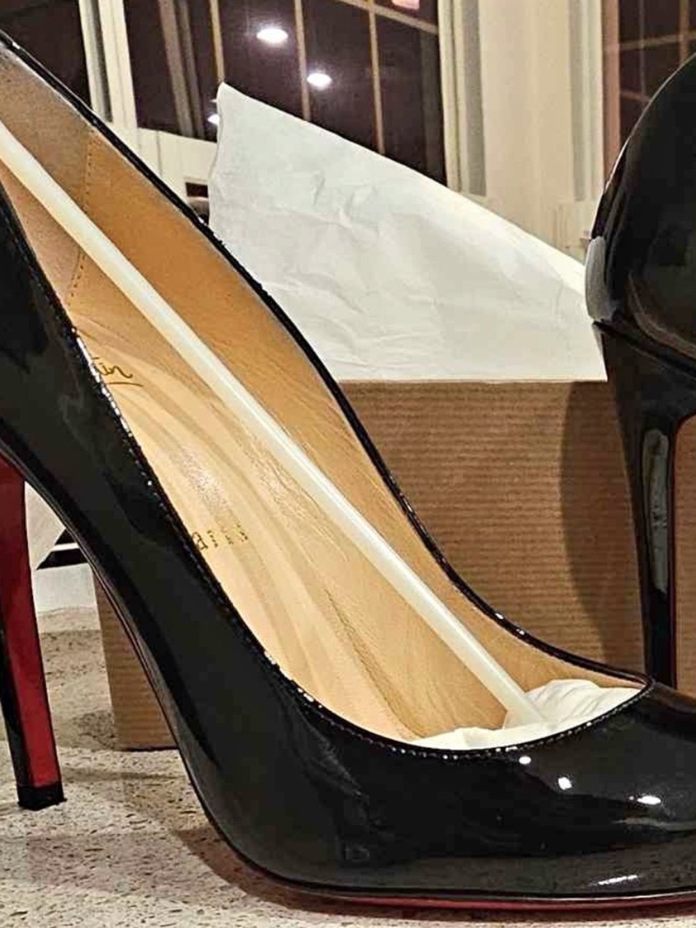Christian Louboutin Black Patent Pumps with Signature Red Sole